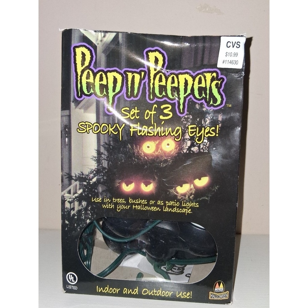 Peep Peepers Set of 3 Spooky Flashing Eyes Halloween Lights Indoor Outdoor Teste